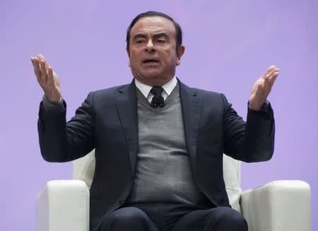 Carlos Ghosn makes a speech titled "Autonomous, Electric and Connected: A Talk on Current and Future Mobility" during the North American International Auto Show in Detroit, Michigan, U.S., January 9, 2017. REUTERS/Mark Blinch