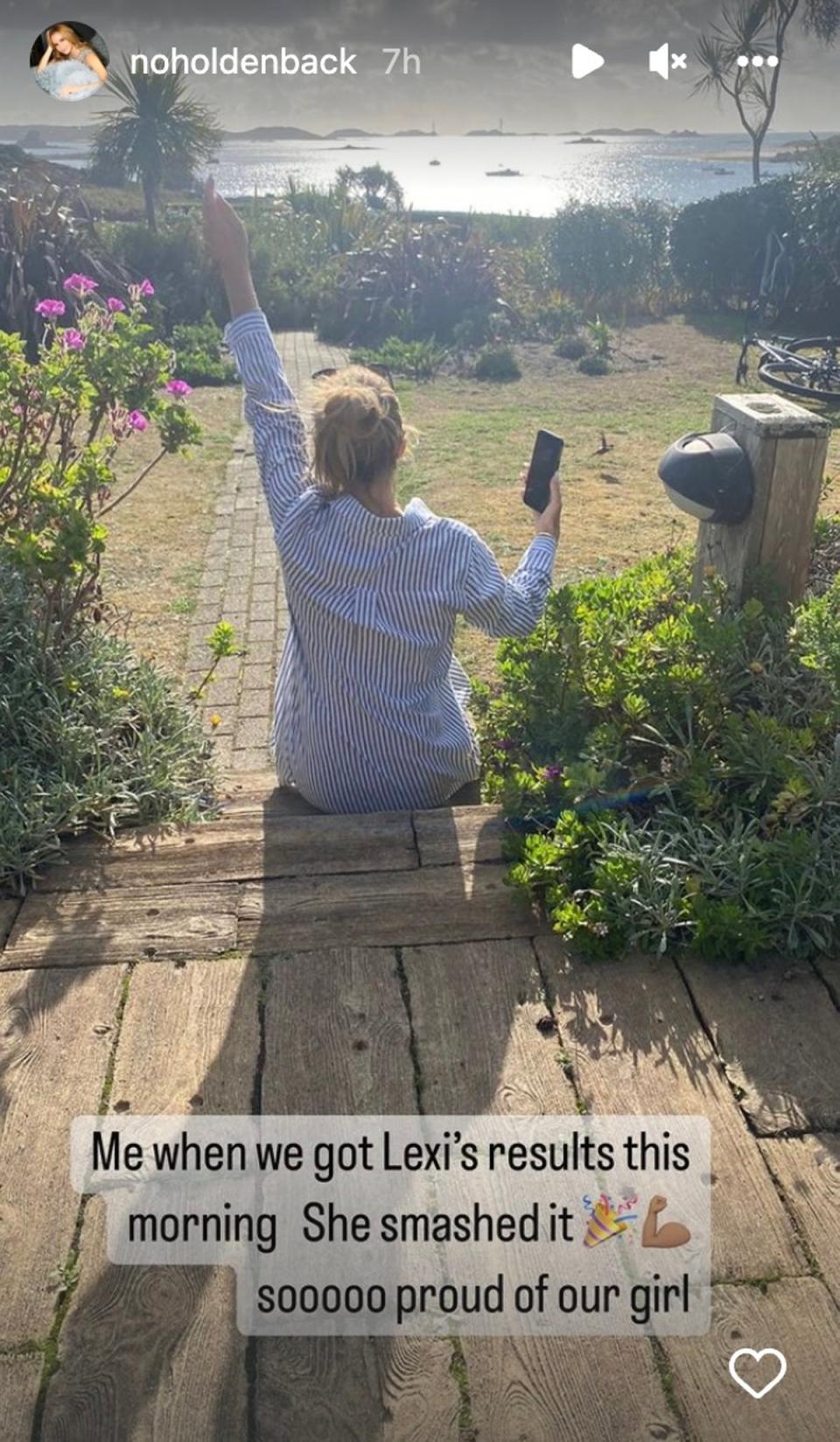 Amanda Holden punched the air after her daughter Lexi’s GCSE results (Instagram/Amanda Holden)