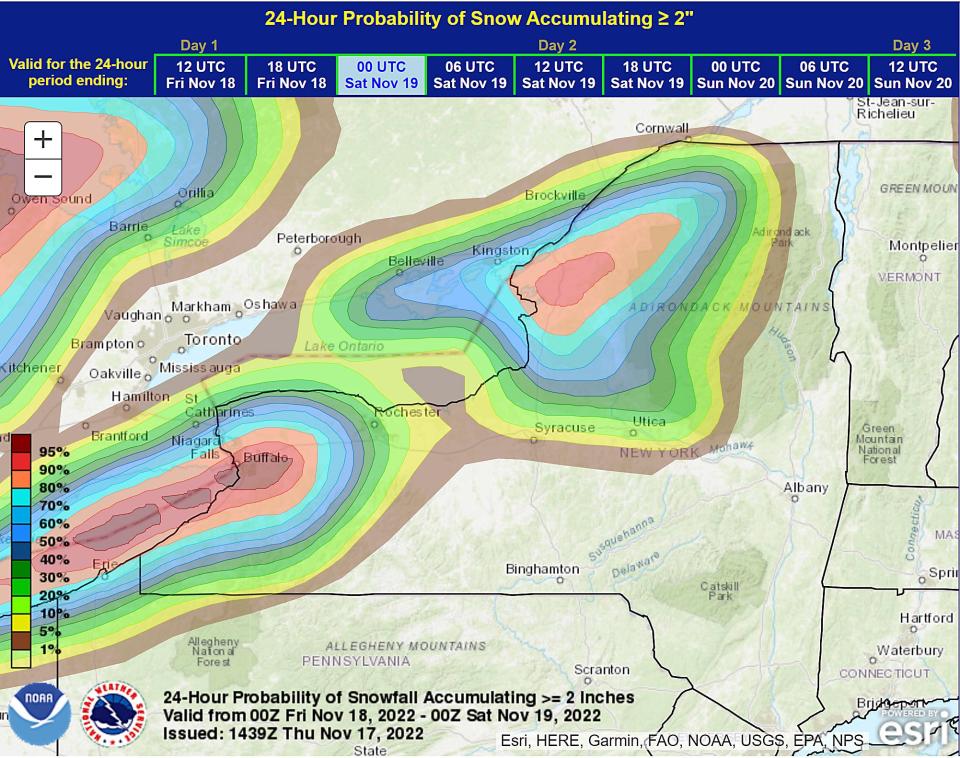 Snow probability from NWS.