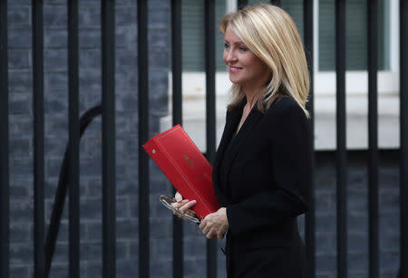 FILE PHOTO: Britain's Secretary of State for Work and Pensions Esther McVey arrives in Downing Steet, London, Britain, October 9, 2018. REUTERS/Simon Dawson/File Photo