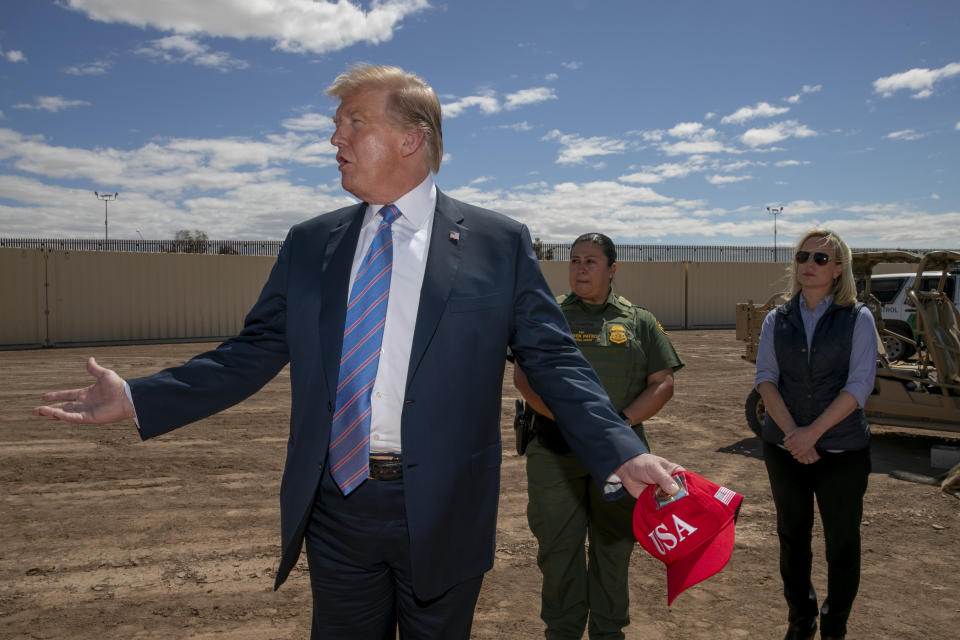 President Trump speaks near border wall with Mexico on April 5. (Photo: AP/Jacquelyn Martin)