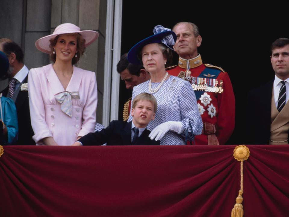 The royal family gather on the balcony of Buckingham Palace in London for the Trooping the Colour ceremony, June 1989.