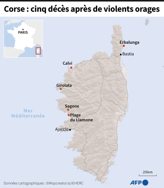 Corse : cinq décès après de violents orages (AFP - )