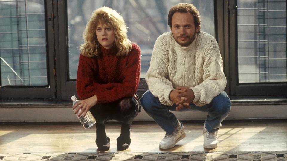 Meg Ryan and Billy Crystal in sweaters in When Harry Met Sally