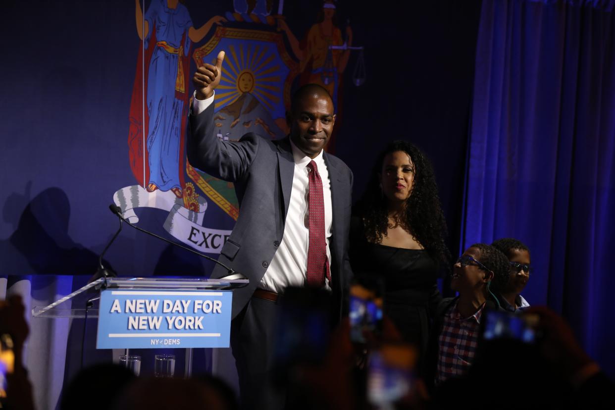 Lieutenant Governor Antonio Delgado celebrates at Tribeca 360 in Manhattan on Tuesday. 