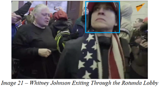 This image of Whitney Johnson was included in a federal criminal complaint against the Vero Beach women for her role in the Jan. 6. 2021, breach of the U.S. Capitol.