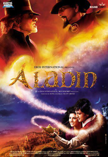 <h3>7. 阿拉丁 (Aladin ) 2009</h3><p>這部印度寶萊塢電影，以一位名為阿拉丁的男生為故事主角。因為他的名字與 《天方夜譚》中的阿拉丁相似，所以從小就被嘲笑。有一回在友人的開玩笑中，誤觸了真正的神燈，並招喚出可以完成他三個心願的精靈。原本雞婆的精靈，只想快速撮和阿拉丁與潔思敏之間的愛情，沒想到精靈前主人的出現，打亂一切，並引發一場阿拉丁與這位精靈前主人的奪燈之戰。<br><br></p><cite>Eros International</cite>