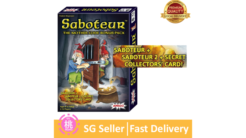 A photo of a box of Amigo Saboteur Strategy Card Game.