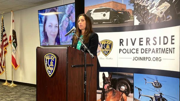 PHOTO: Alison Saros, a friend of the Winek family, speaks about victims, Mark and Sharie Winek, and their daughter, Brooke, during a news conference in Riverside, Calif., Nov. 30, 2022. (Amy Taxin/AP, FILE)