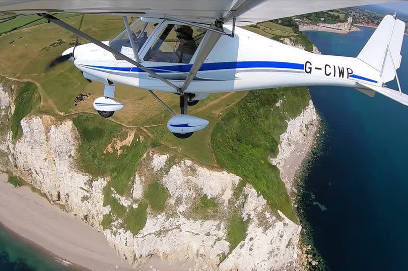 Carl Marshall leading an airborne investigation into the 170 year old mystery of the Devil's Footprints - an unsolved mystery from 1855