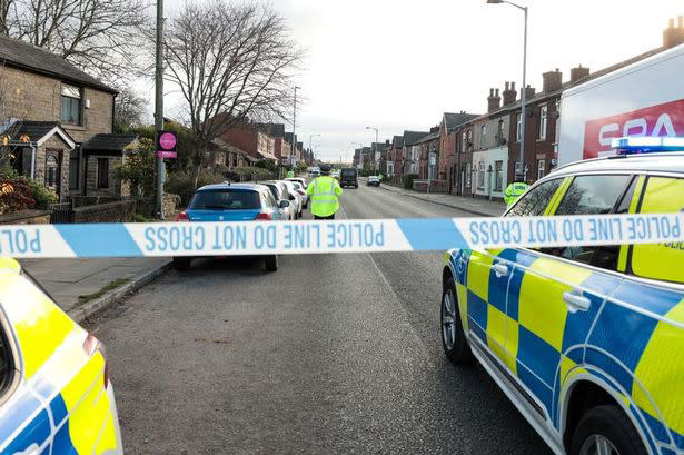 Police investigated at the scene in Bury after a pensioner was hit by a van last Tuesday. She later died in hospital from her injuries. (BPM Media) 