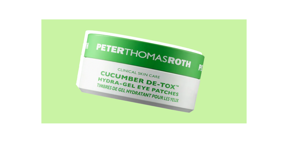 Diminish under eye puffiness with the Peter Thomas Roth Cucumber De-Tox Hydra-Gel Eye Patches.