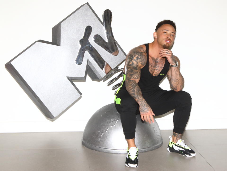 Ashley Cain from MTV�s brand new series, The Challenge: War Of The Worlds attends press launch at MTV HQ, Hawley Crescent, Camden (Photo by Keith Mayhew / SOPA Images/Sipa USA)