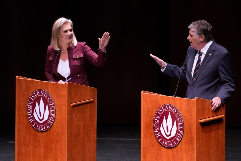 Republican challenger Ashley Kalus and Democratic Gov. Dan McKee found plenty to disagree about in the forum Thursday night sponsored by The Providence Journal and The Public's Radio and hosted by Rhode Island College. To watch the debate video, go to https://bit.ly/3et7ps5