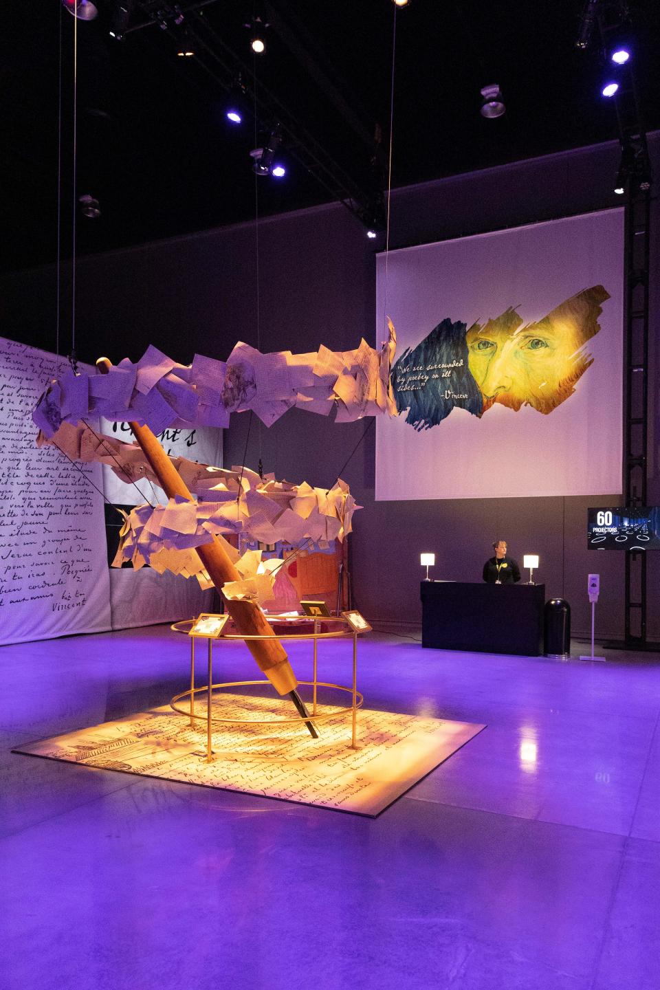 Displays about Vincent Van Gogh's life and career are exhibited outside the entrance of "Immersive Van Gogh" on Dec. 15 at the Oklahoma City Convention Center.