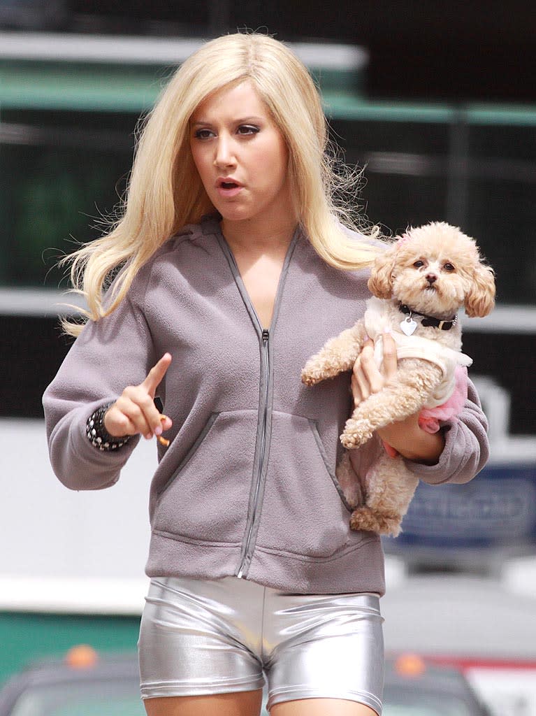 Tisdale Ashley Walks Dog