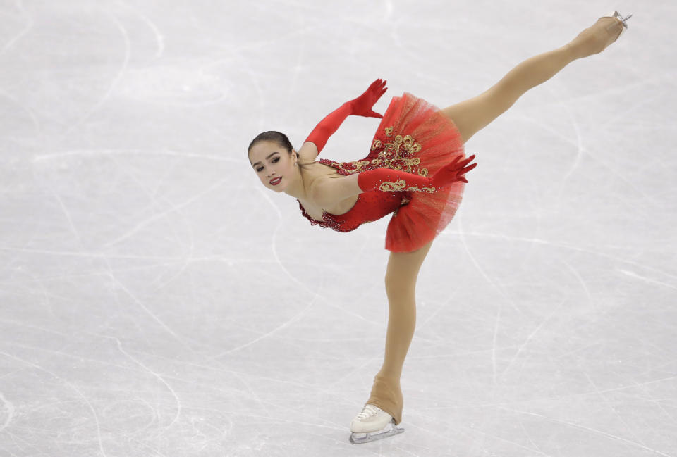Alina Zagitova of the Olympic Athletes of Russia performs during the women’s free figure skating final in the Gangneung Ice Arena at the 2018 Winter Olympics. (AP)