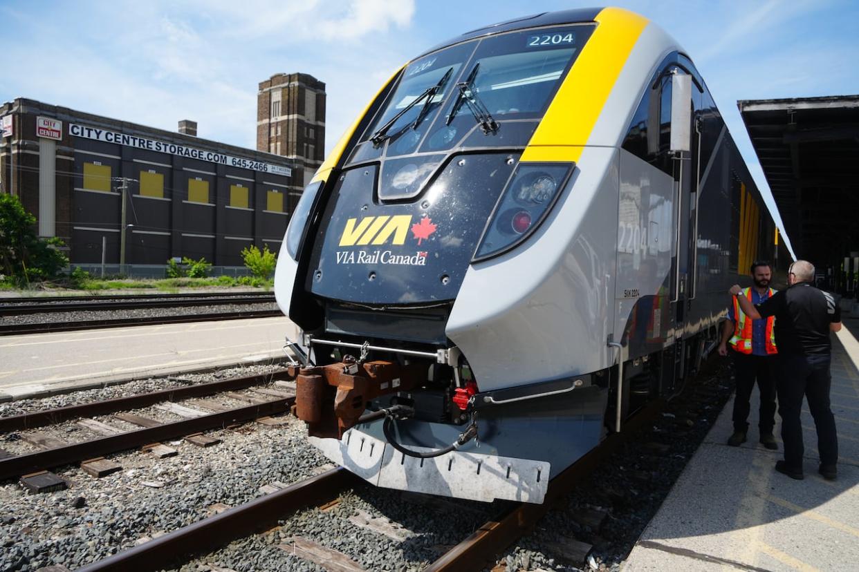 A coalition of mayors wants Via Rail to reroute its passenger trains to run through Yorkton, Canora, Humboldt, Warman, the Saskatoon region, the Battlefords and Lloydminster.   (Colin Butler/CBC - image credit)