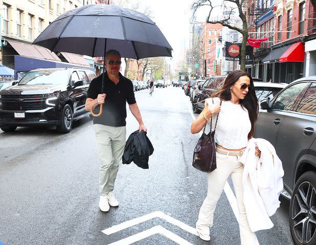 <p>Dylan Travis/ABACAPRESS.COM/SplashNews.com</p> Matt Damon with wife Luciana Damon in New York City on April 14, 2024