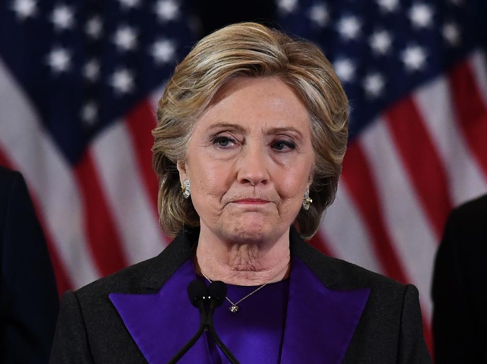 Hillary Clinton during her concession speech in 2016.