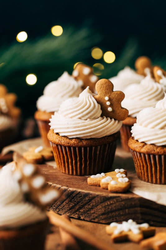 <p>Butternut Bakery</p><p>Each moist gingerbread cake is topped with cinnamon cream cheese frosting and adorned with a mini homemade gingerbread cookie. They’re festive, adorable, and taste so delicious.</p><p><strong>Get the recipe: <a href="https://butternutbakeryblog.com/gingerbread-cupcakes/" rel="nofollow noopener" target="_blank" data-ylk="slk:Gingerbread Cupcakes;elm:context_link;itc:0;sec:content-canvas" class="link ">Gingerbread Cupcakes</a></strong></p>