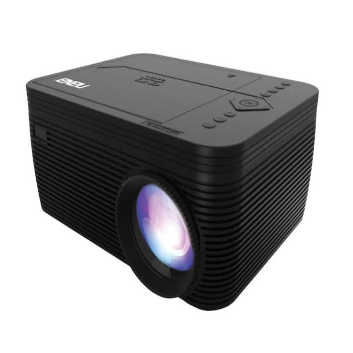 black projector machine with light on