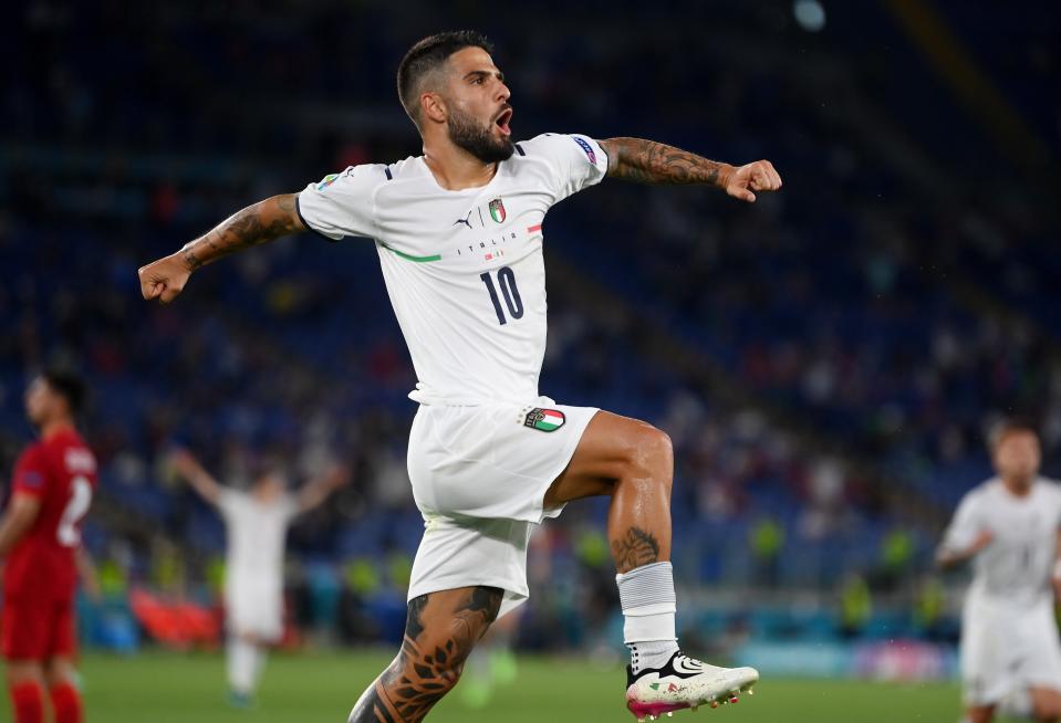 Lorenzo Insigne celebrates scoring Italy third goal (Getty Images)