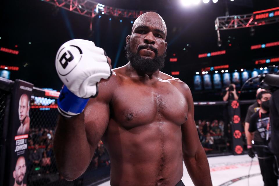 Former Hononegah wrestler Corey Anderson, shown here after one of his past Bellator bouts, got his rematch for the light heavyweight title on Friday, Nov. 18, 2022, in Chicago.