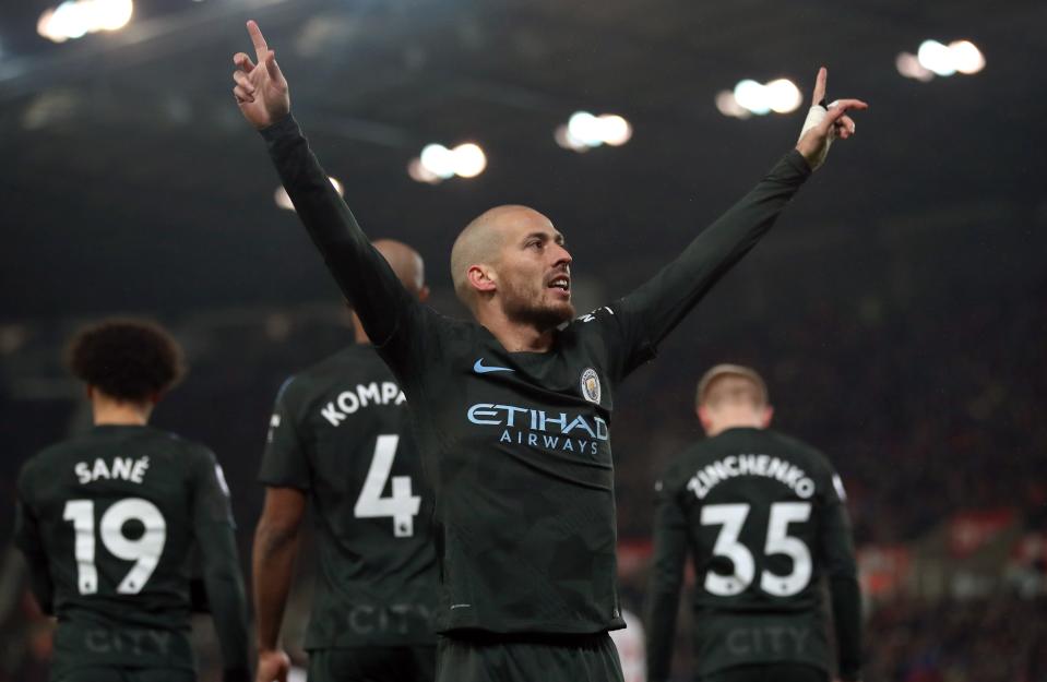 Double for David Silva put City 16 points clear at the top