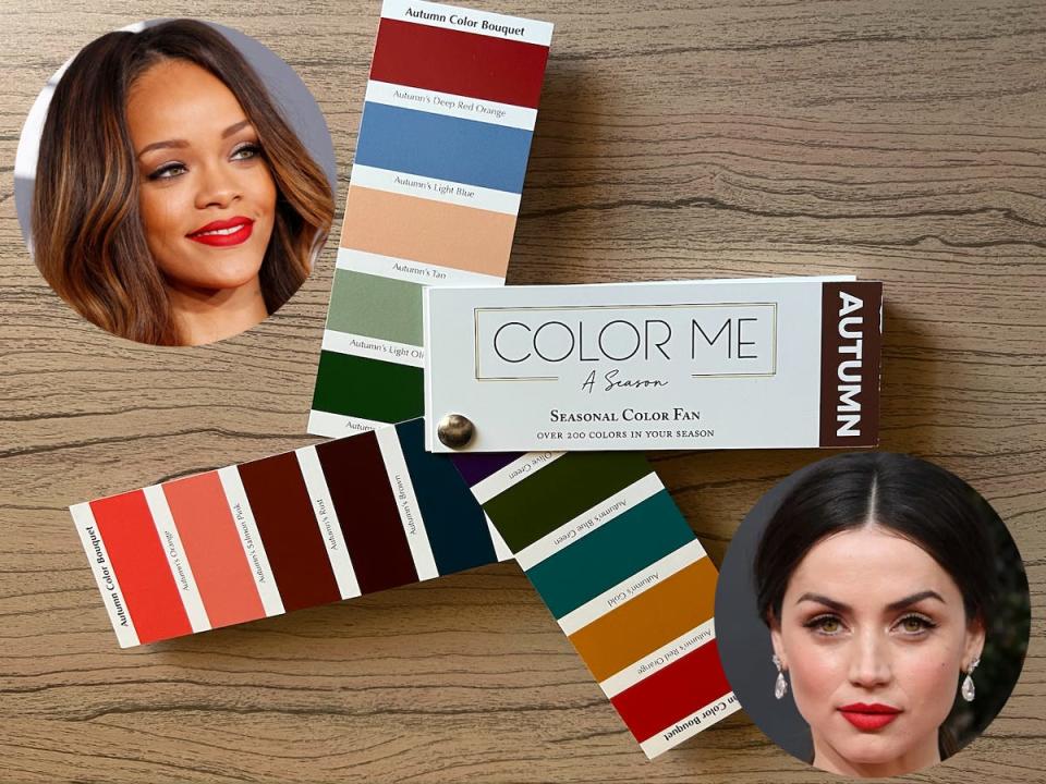 Rihanna and Ana de Armas over an autumn palette