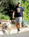 <p>Jon Hamm takes his dog for a walk in Los Angeles on July 17.</p>