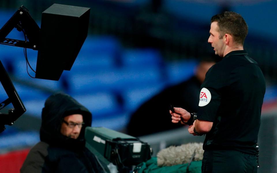 Pitchside monitors have been used by officials in the FA Cup but not yet in the Premier League - AFP