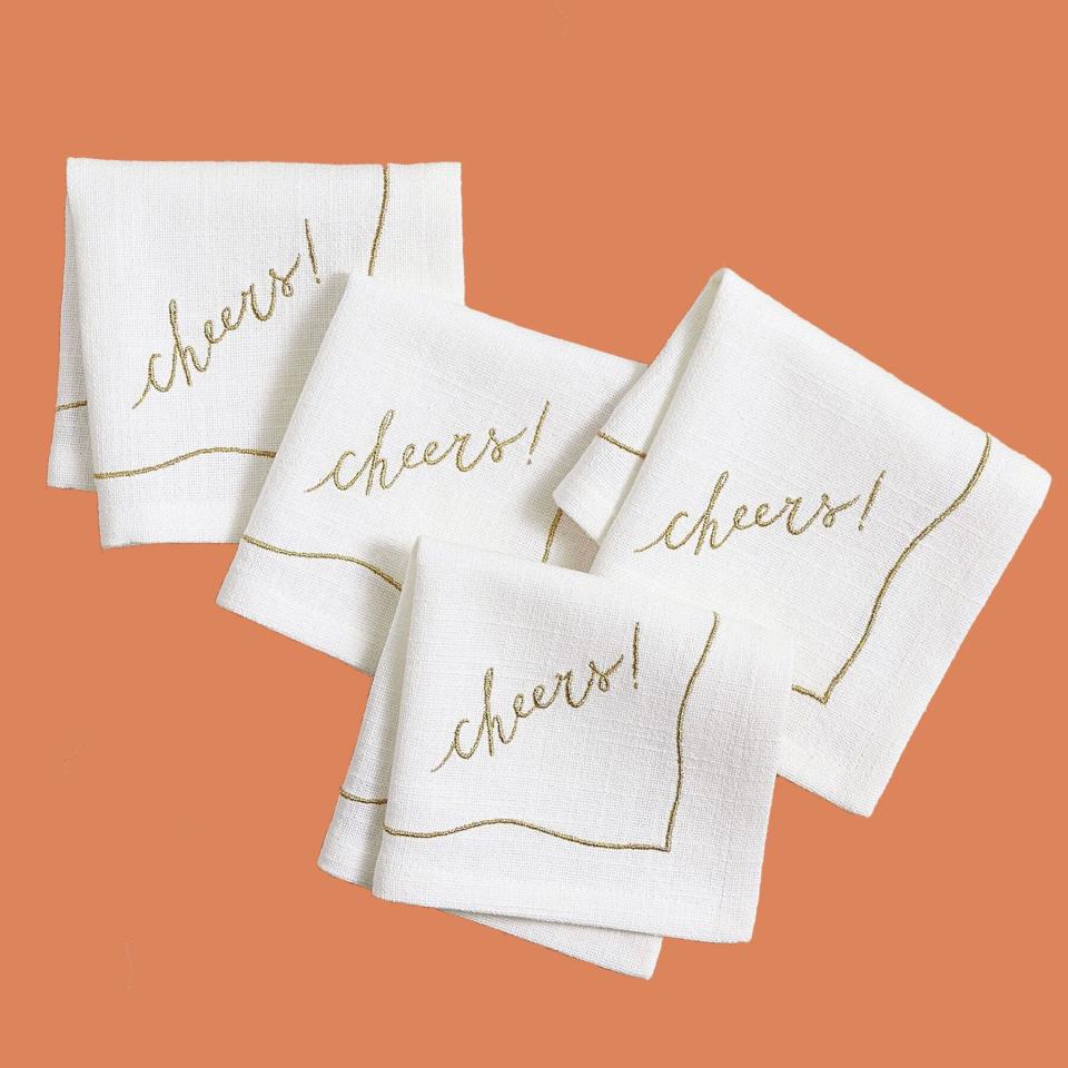 Pottery Barn "Cheers!" Cotton Cocktail Napkins