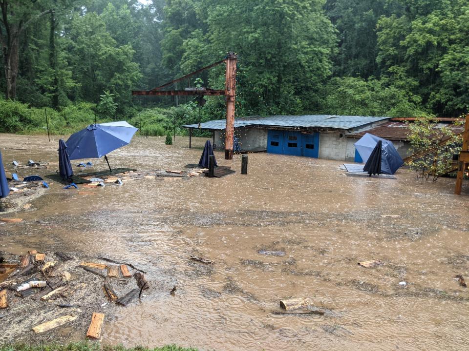 The basement and beer garden at The River Arts District Brewing Company flooded in July.