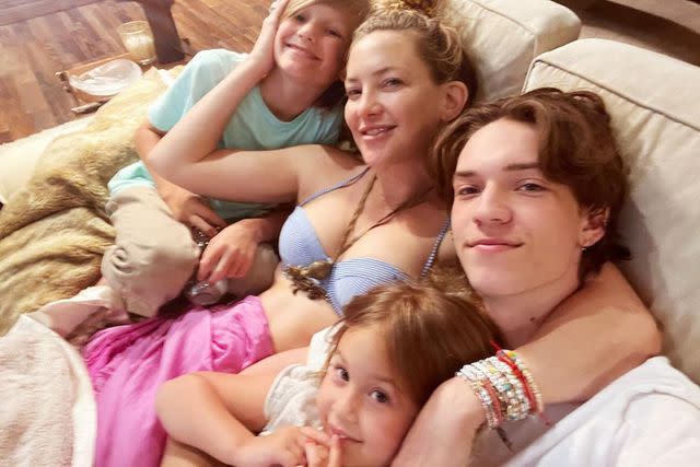 <p>Kate Hudson/Instagram</p> Kate Hudson with her three kids.