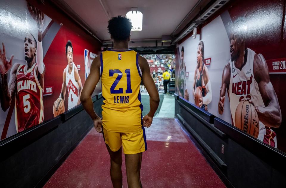 Maxwell Lewis makes his way to the court during an NBA Summer League game.