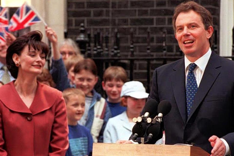 Tony Blair speaking outside No 10 Downing Street after his victory in the 1997 election