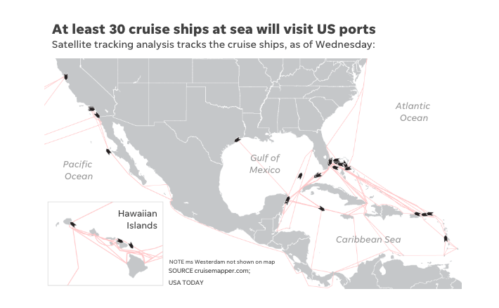 Cruise ships will be arriving at ports along the coasts this week.