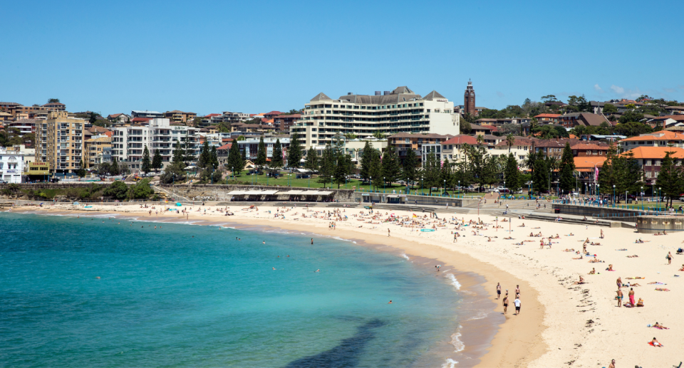 Coogee beach with property in the background.