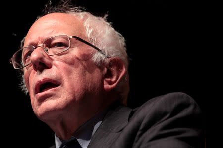 U.S. Democratic presidential candidate Bernie Sanders addresses the audience at the theater of the University of Puerto Rico in San Juan, Puerto Rico, May 16, 2016. REUTERS/Alvin Baez