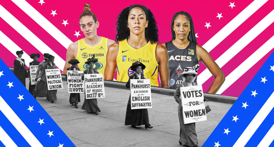 WNBA players and activists know there is still major work to be done 100 years after the 19th Amendment was ratified. (Albert Corona/Yahoo Sports)