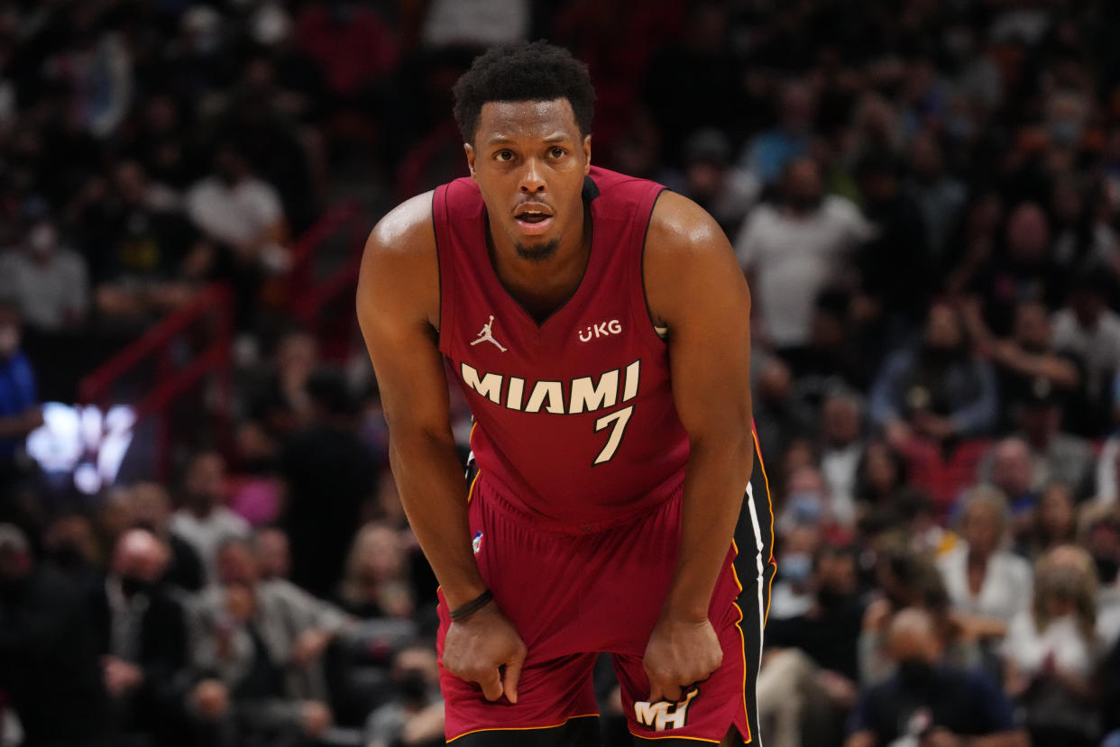The Miami Heat's sign-and-trade deal to acquire Kyle Lowry will cost them an extra second-round pick. (Mark Brown/Getty Images)