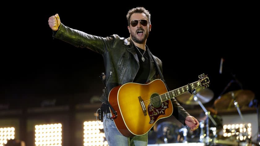 INDIO, CA -- FRIDAY, APRIL 29, 2016: Eric Church makes a headlining performance on the first day during the 10th anniversary of Stagecoach Country Music Festival at the Empire Polo Club in Indio, CA, on April 29, 2016. Stagecoach, which started ten years ago with 12,000 fans, has grown to be the world's biggest country music festival, with a combined attendance of 210,000 last year. (Allen J. Schaben / Los Angeles Times)