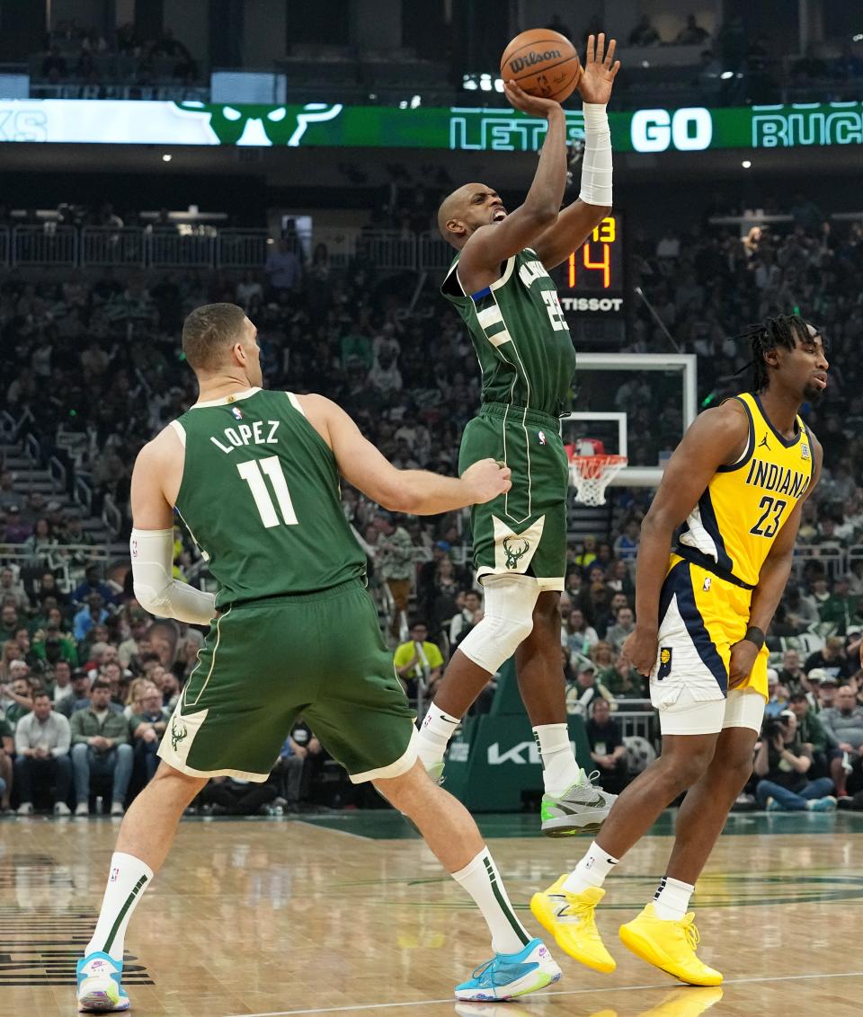 Khris Middleton scored 29 points in the Bucks' 115-92 win over the Indiana Pacers on Tuesday night in their first round playoff series.