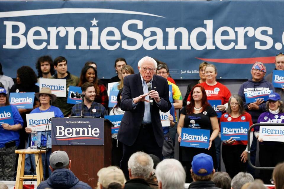 Democratic presidential candidate Sen. Bernie Sanders speaks at a campaign event in Carson City, Nevada on Sunday. | Rich Pedroncelli/AP/Shutterstock