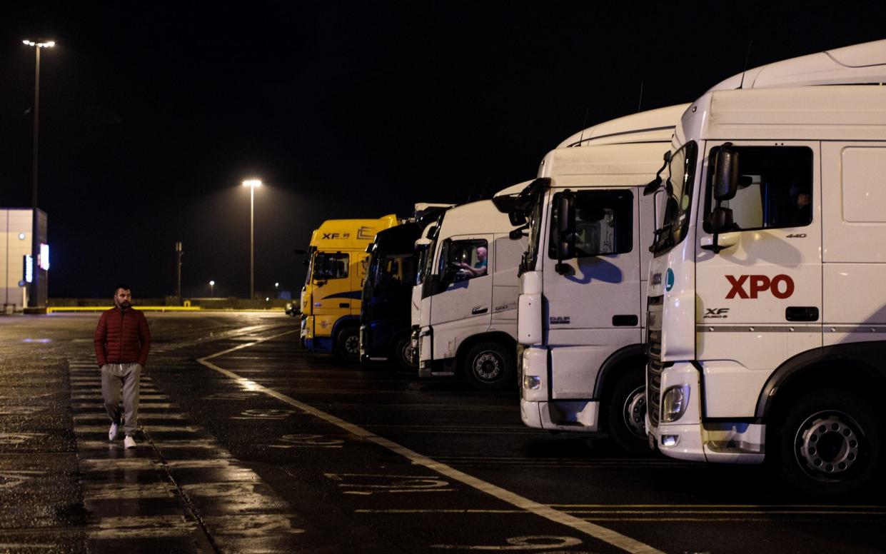 Lorries wait to board a ferry at the port of Dover - Getty Images Europe