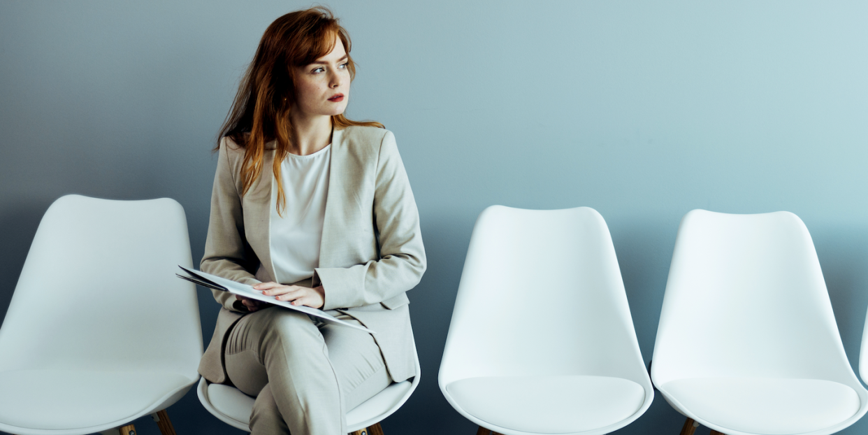 woman sat in a chair