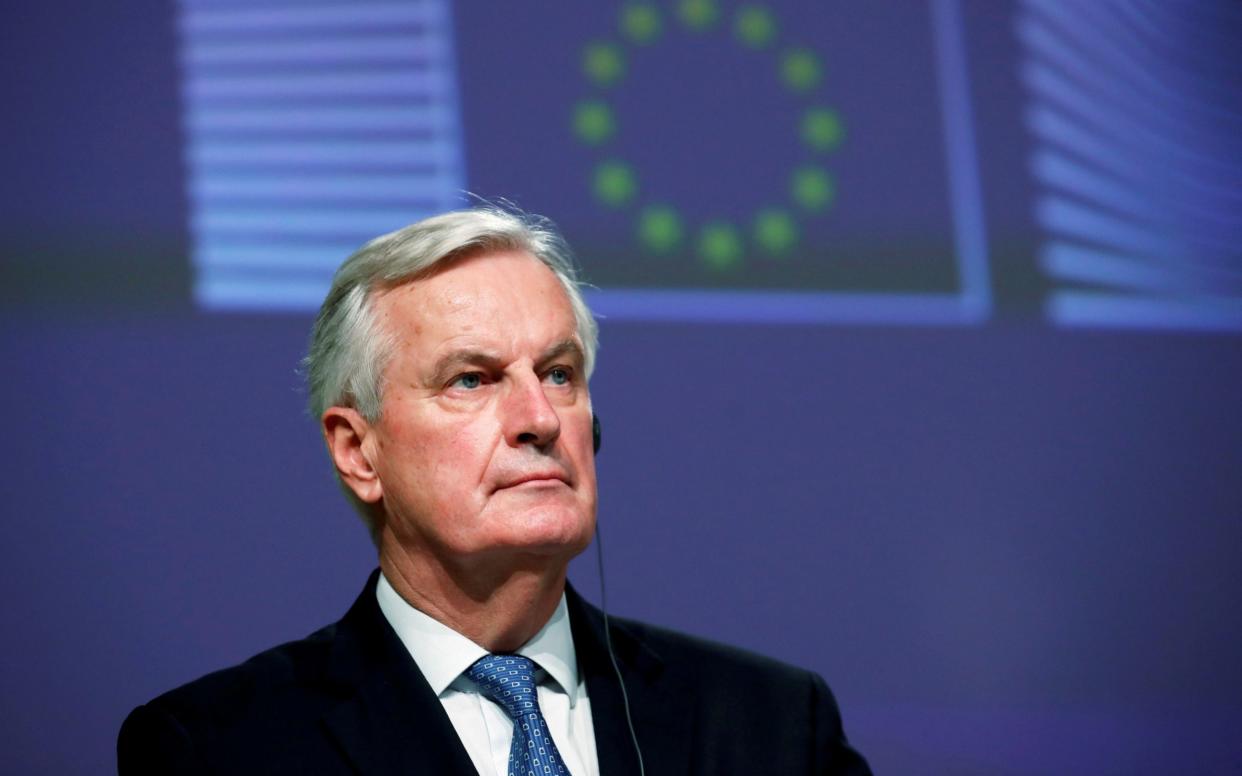 Barnier speaking after the Brexit deal was agreed on December 24 - Reuters