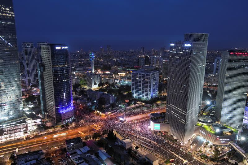 Demonstration against Israeli PM Netanyahu and judicial overhaul in Tel Aviv