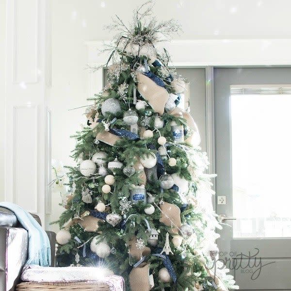 46) Silver and Navy Christmas Decor